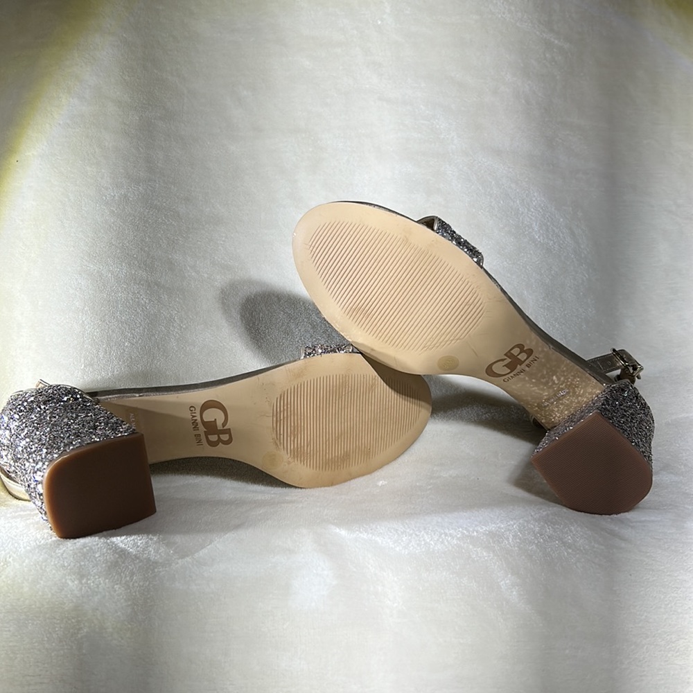 Gianni Bini Block Party Light Gold Glitter Heels 9.5 - Picture 4 of 10